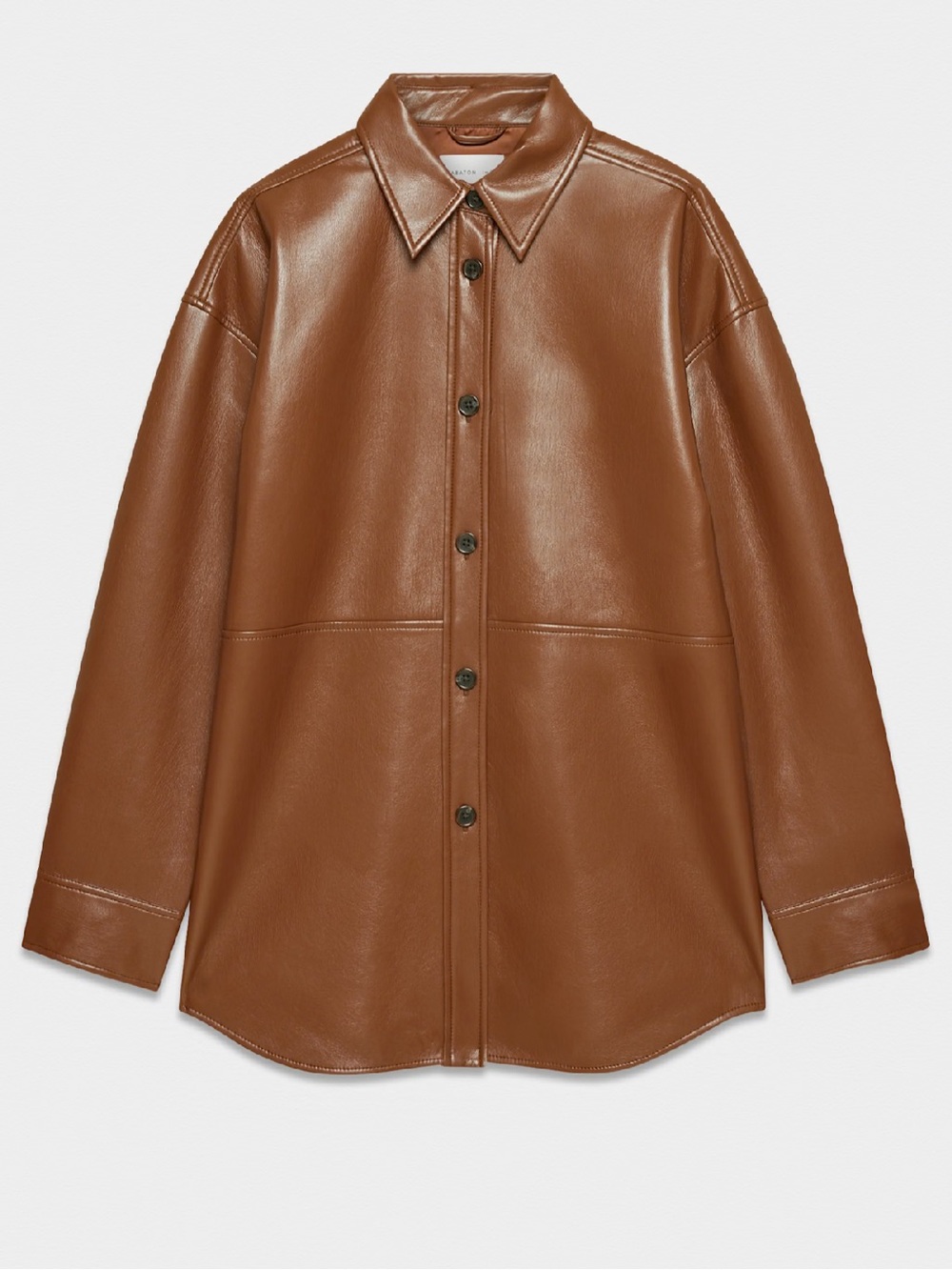 Aritzia Babaton Pelli Shirt Jacket Size XL Faux Leather Button Brown